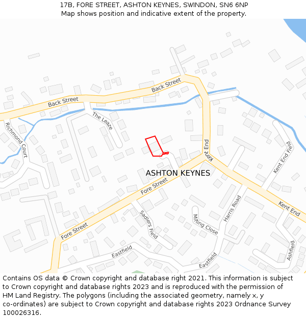 17B, FORE STREET, ASHTON KEYNES, SWINDON, SN6 6NP: Location map and indicative extent of plot