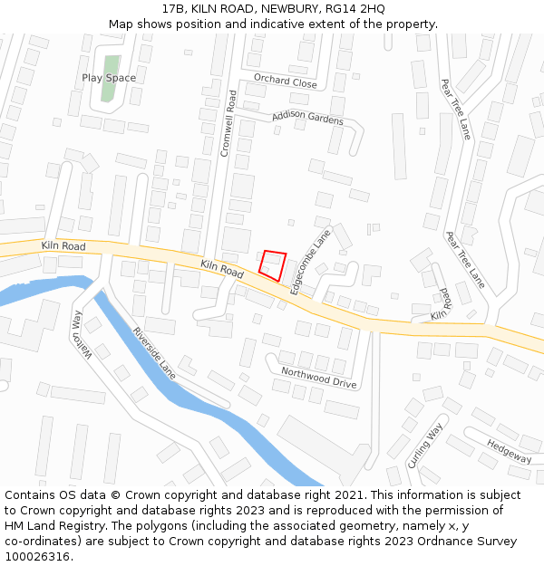 17B, KILN ROAD, NEWBURY, RG14 2HQ: Location map and indicative extent of plot