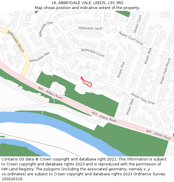 18, ABBEYDALE VALE, LEEDS, LS5 3RD: Location map and indicative extent of plot