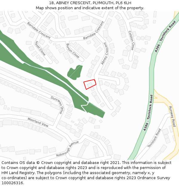 18, ABNEY CRESCENT, PLYMOUTH, PL6 6LH: Location map and indicative extent of plot