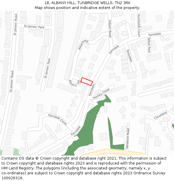 18, ALBANY HILL, TUNBRIDGE WELLS, TN2 3RX: Location map and indicative extent of plot