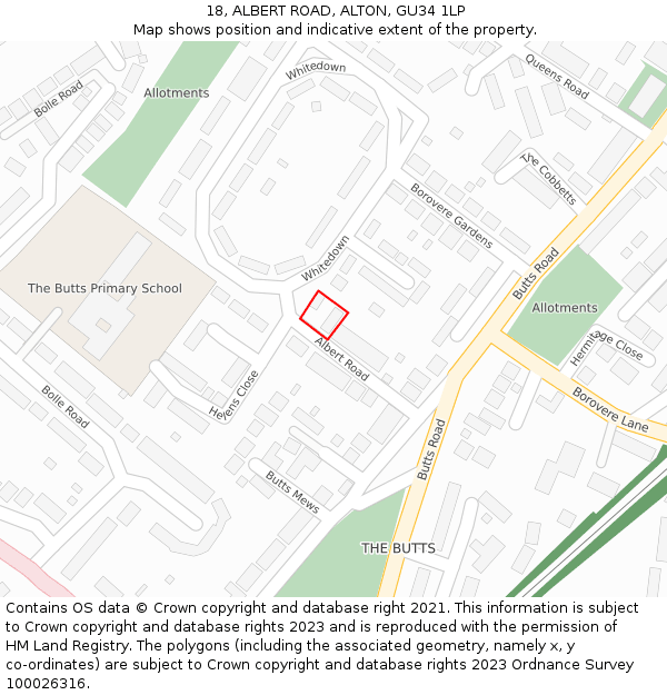 18, ALBERT ROAD, ALTON, GU34 1LP: Location map and indicative extent of plot
