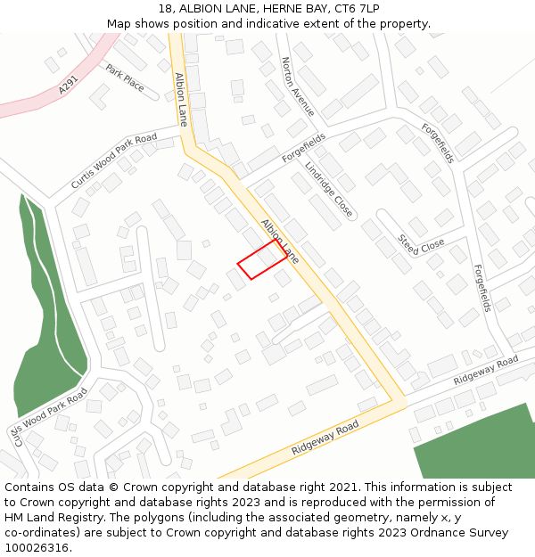18, ALBION LANE, HERNE BAY, CT6 7LP: Location map and indicative extent of plot