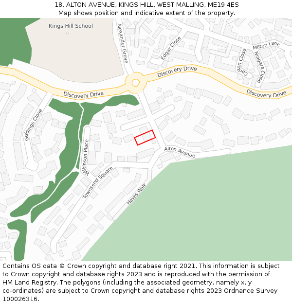 18, ALTON AVENUE, KINGS HILL, WEST MALLING, ME19 4ES: Location map and indicative extent of plot