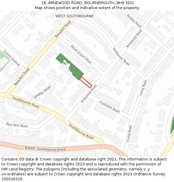 18, ARNEWOOD ROAD, BOURNEMOUTH, BH6 5DG: Location map and indicative extent of plot