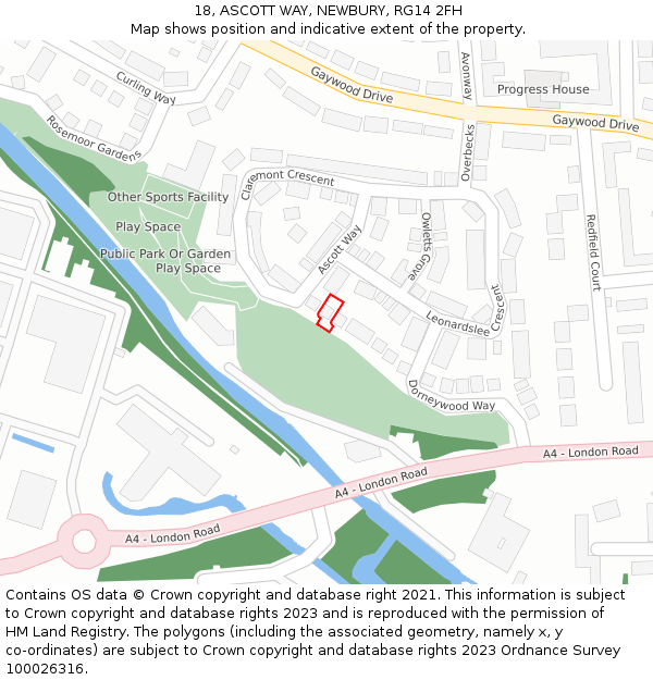18, ASCOTT WAY, NEWBURY, RG14 2FH: Location map and indicative extent of plot