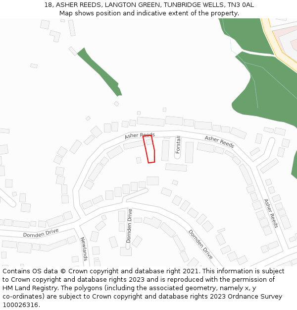 18, ASHER REEDS, LANGTON GREEN, TUNBRIDGE WELLS, TN3 0AL: Location map and indicative extent of plot