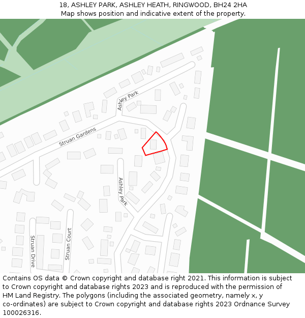 18, ASHLEY PARK, ASHLEY HEATH, RINGWOOD, BH24 2HA: Location map and indicative extent of plot