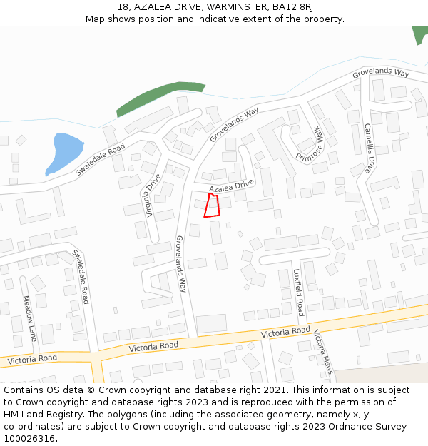 18, AZALEA DRIVE, WARMINSTER, BA12 8RJ: Location map and indicative extent of plot