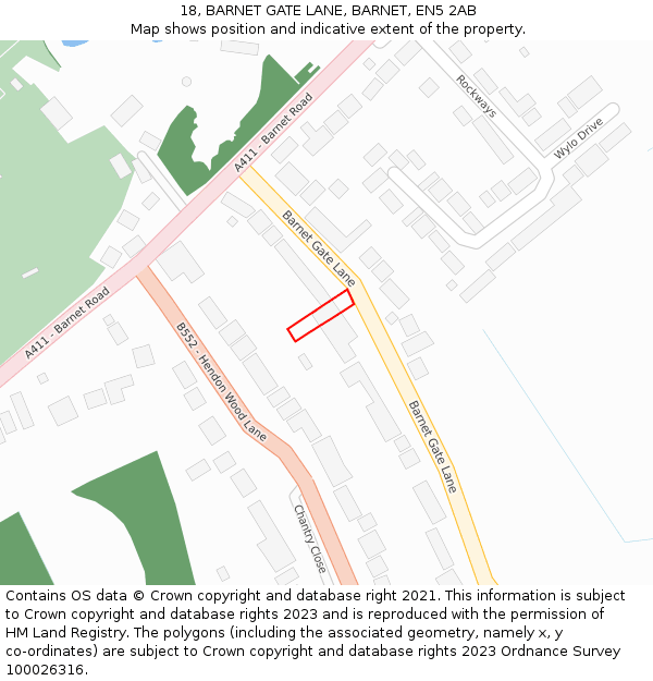 18, BARNET GATE LANE, BARNET, EN5 2AB: Location map and indicative extent of plot