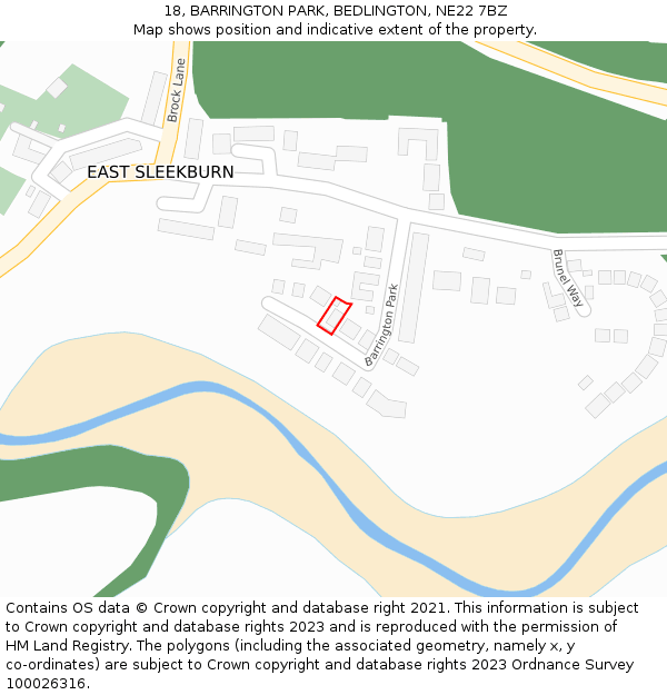 18, BARRINGTON PARK, BEDLINGTON, NE22 7BZ: Location map and indicative extent of plot