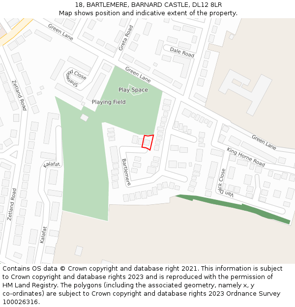 18, BARTLEMERE, BARNARD CASTLE, DL12 8LR: Location map and indicative extent of plot