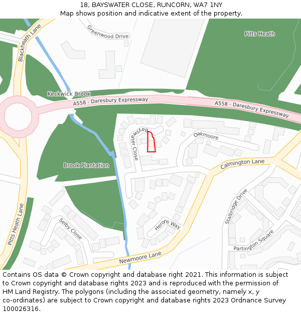 18, BAYSWATER CLOSE, RUNCORN, WA7 1NY: Location map and indicative extent of plot