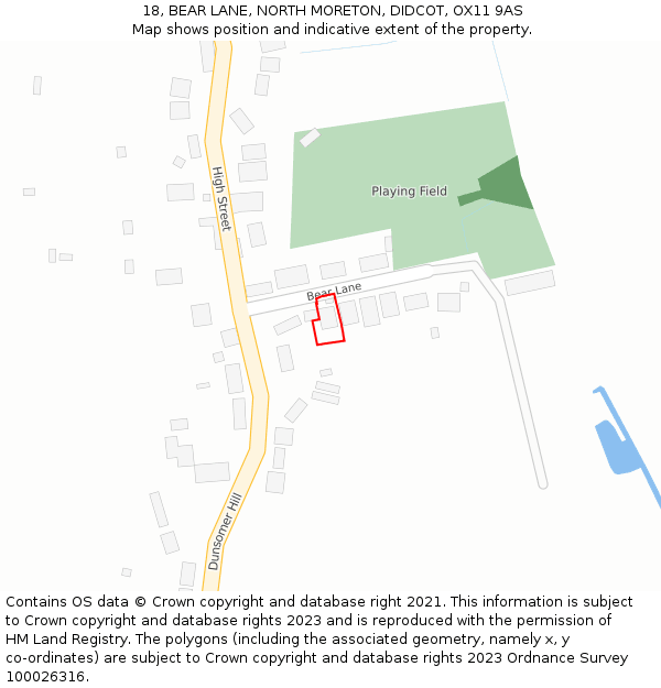 18, BEAR LANE, NORTH MORETON, DIDCOT, OX11 9AS: Location map and indicative extent of plot