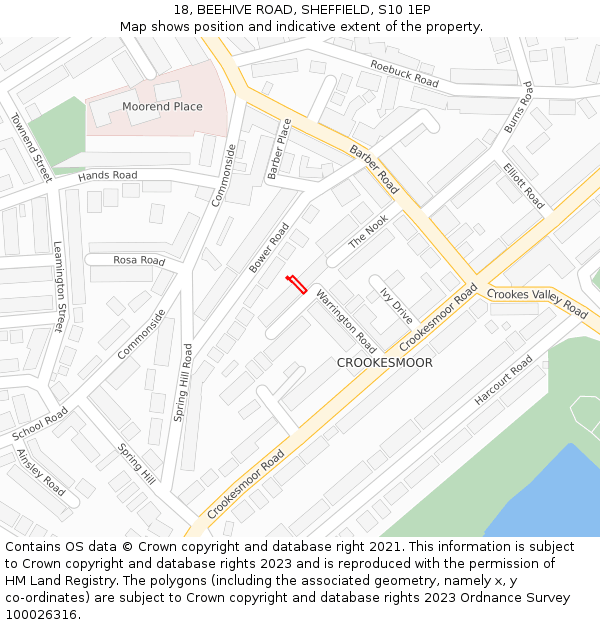 18, BEEHIVE ROAD, SHEFFIELD, S10 1EP: Location map and indicative extent of plot