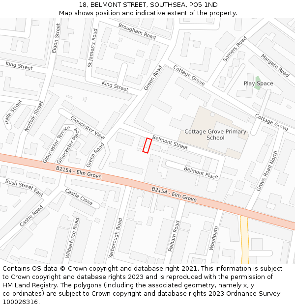 18, BELMONT STREET, SOUTHSEA, PO5 1ND: Location map and indicative extent of plot