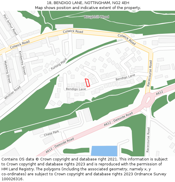 18, BENDIGO LANE, NOTTINGHAM, NG2 4EH: Location map and indicative extent of plot