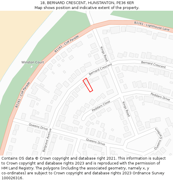 18, BERNARD CRESCENT, HUNSTANTON, PE36 6ER: Location map and indicative extent of plot