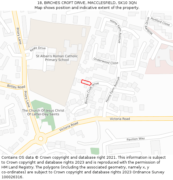 18, BIRCHES CROFT DRIVE, MACCLESFIELD, SK10 3QN: Location map and indicative extent of plot