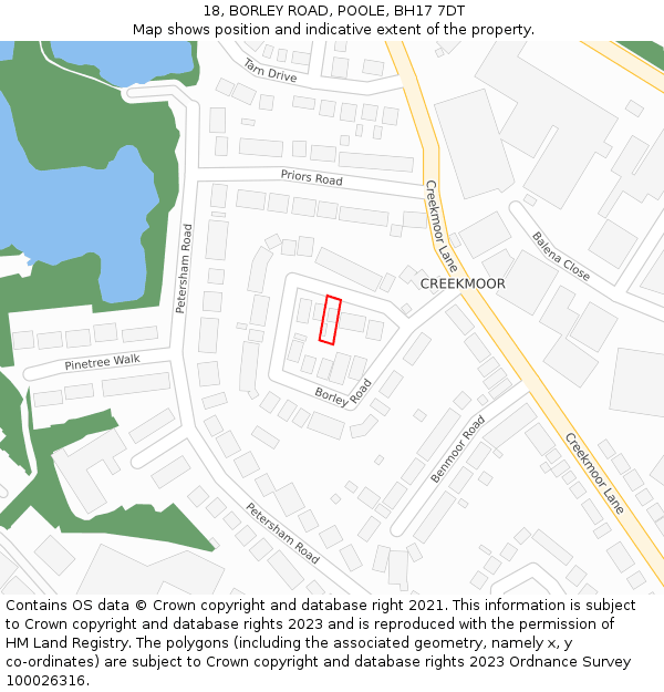 18, BORLEY ROAD, POOLE, BH17 7DT: Location map and indicative extent of plot