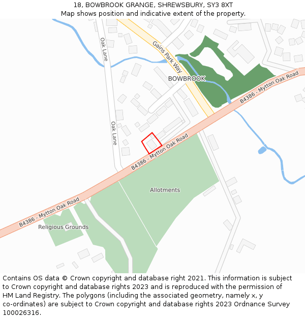 18, BOWBROOK GRANGE, SHREWSBURY, SY3 8XT: Location map and indicative extent of plot