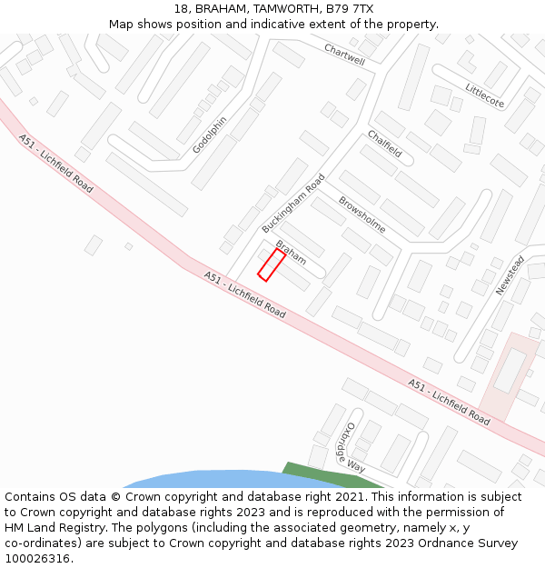 18, BRAHAM, TAMWORTH, B79 7TX: Location map and indicative extent of plot