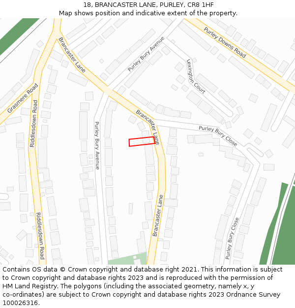 18, BRANCASTER LANE, PURLEY, CR8 1HF: Location map and indicative extent of plot