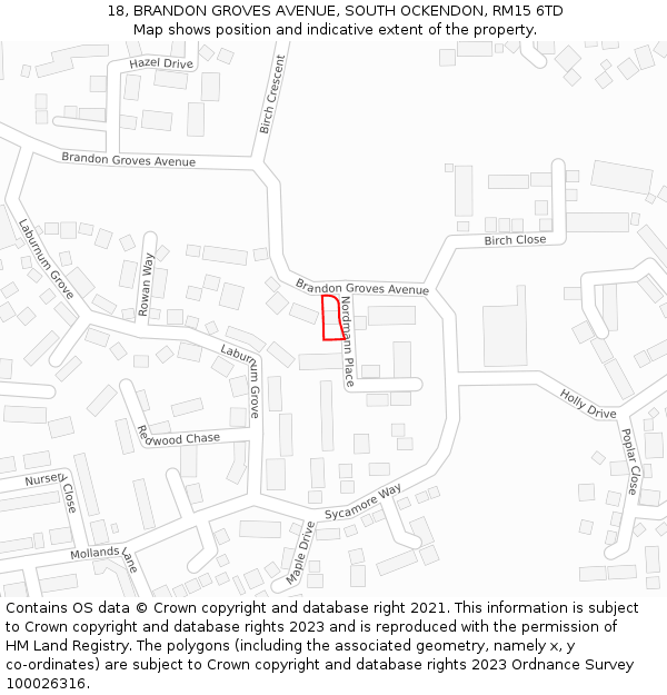 18, BRANDON GROVES AVENUE, SOUTH OCKENDON, RM15 6TD: Location map and indicative extent of plot