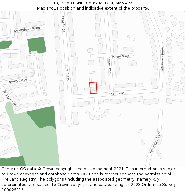 18, BRIAR LANE, CARSHALTON, SM5 4PX: Location map and indicative extent of plot