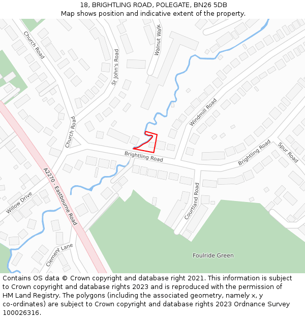 18, BRIGHTLING ROAD, POLEGATE, BN26 5DB: Location map and indicative extent of plot