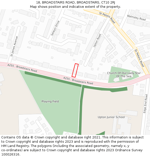 18, BROADSTAIRS ROAD, BROADSTAIRS, CT10 2RJ: Location map and indicative extent of plot