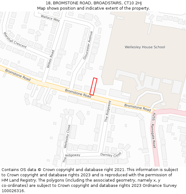 18, BROMSTONE ROAD, BROADSTAIRS, CT10 2HJ: Location map and indicative extent of plot