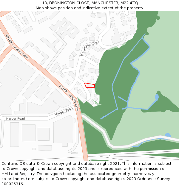 18, BRONINGTON CLOSE, MANCHESTER, M22 4ZQ: Location map and indicative extent of plot