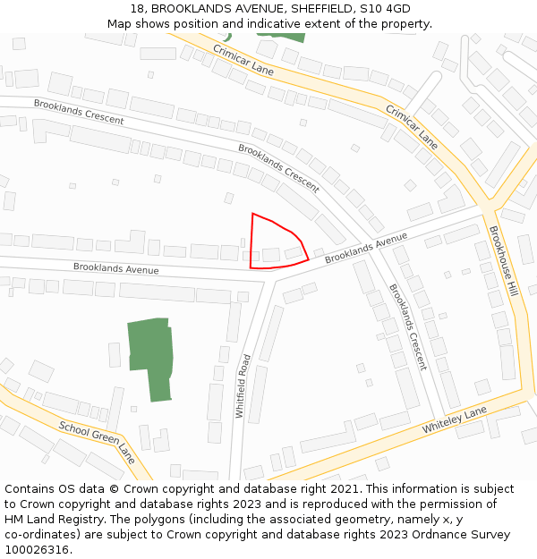 18, BROOKLANDS AVENUE, SHEFFIELD, S10 4GD: Location map and indicative extent of plot