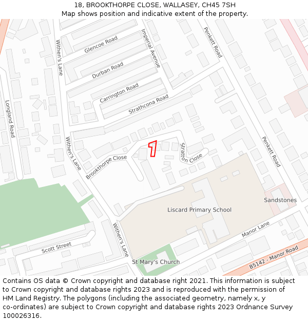 18, BROOKTHORPE CLOSE, WALLASEY, CH45 7SH: Location map and indicative extent of plot