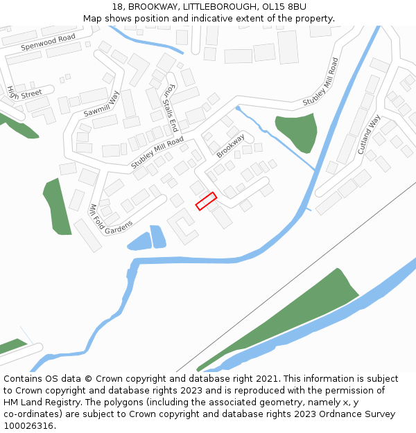 18, BROOKWAY, LITTLEBOROUGH, OL15 8BU: Location map and indicative extent of plot