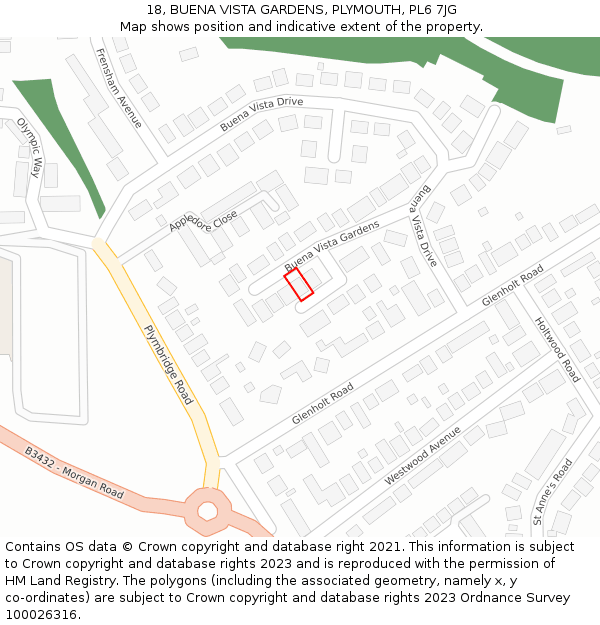 18, BUENA VISTA GARDENS, PLYMOUTH, PL6 7JG: Location map and indicative extent of plot