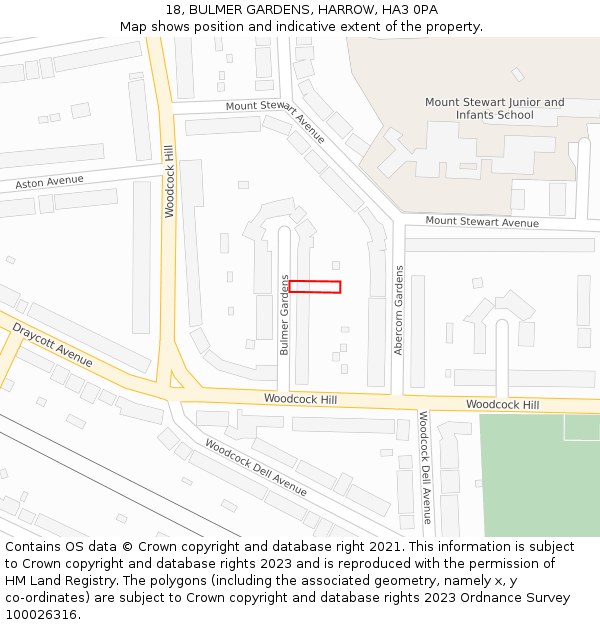 18, BULMER GARDENS, HARROW, HA3 0PA: Location map and indicative extent of plot