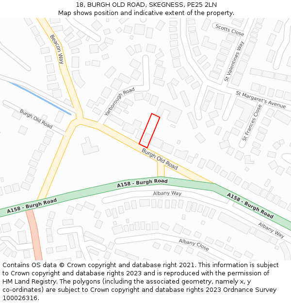 18, BURGH OLD ROAD, SKEGNESS, PE25 2LN: Location map and indicative extent of plot