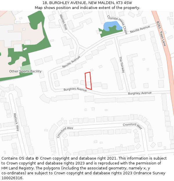 18, BURGHLEY AVENUE, NEW MALDEN, KT3 4SW: Location map and indicative extent of plot