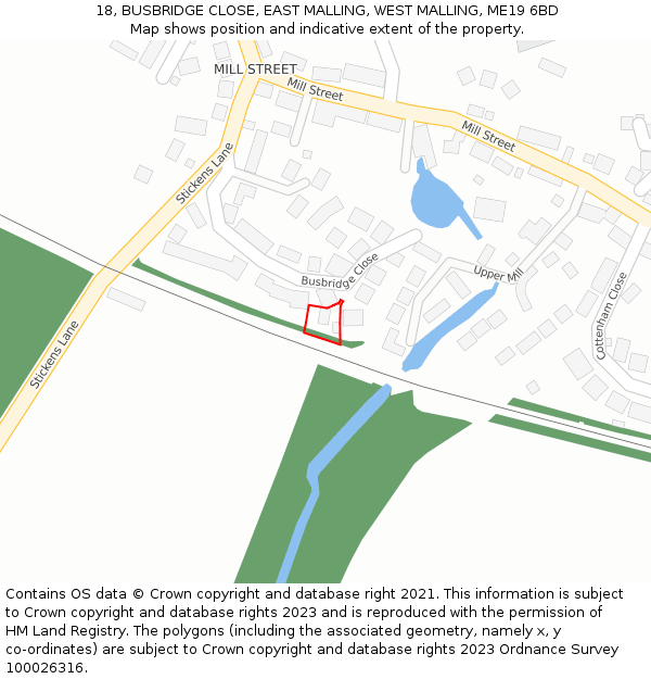 18, BUSBRIDGE CLOSE, EAST MALLING, WEST MALLING, ME19 6BD: Location map and indicative extent of plot