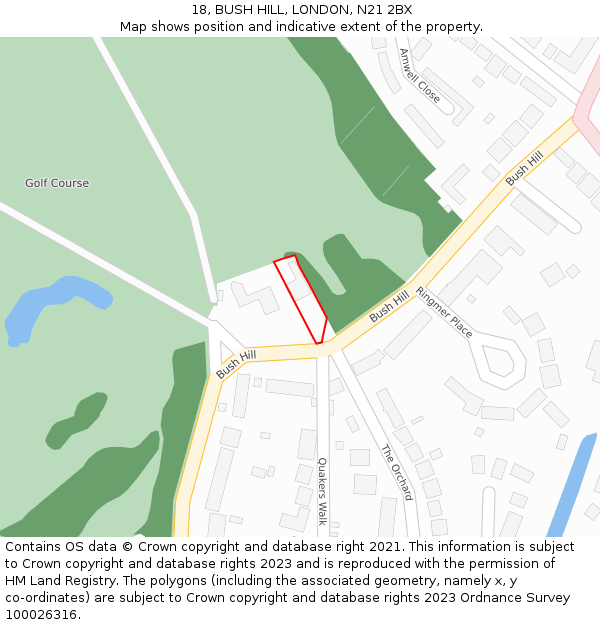 18, BUSH HILL, LONDON, N21 2BX: Location map and indicative extent of plot