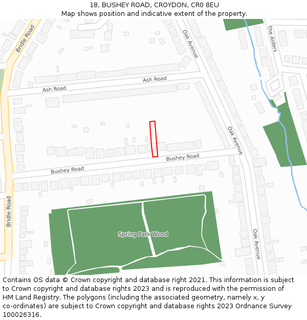 18, BUSHEY ROAD, CROYDON, CR0 8EU: Location map and indicative extent of plot