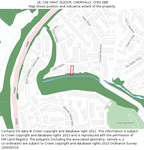 18, CAE NANT GLEDYR, CAERPHILLY, CF83 2BB: Location map and indicative extent of plot