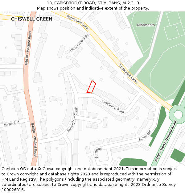 18, CARISBROOKE ROAD, ST ALBANS, AL2 3HR: Location map and indicative extent of plot
