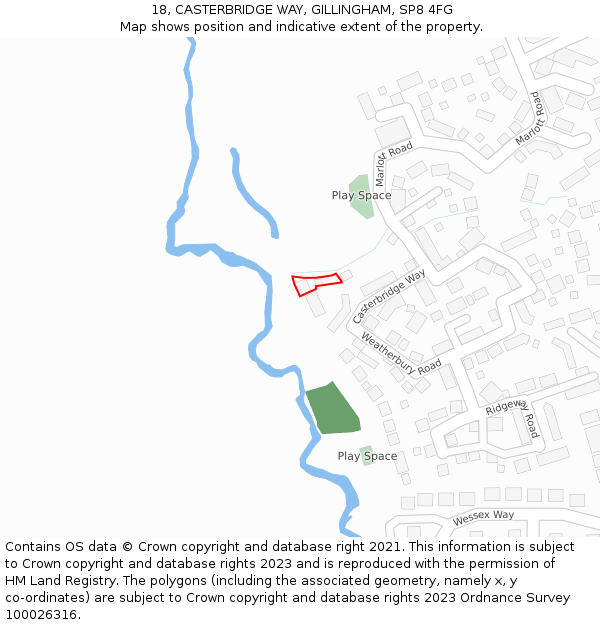 18, CASTERBRIDGE WAY, GILLINGHAM, SP8 4FG: Location map and indicative extent of plot