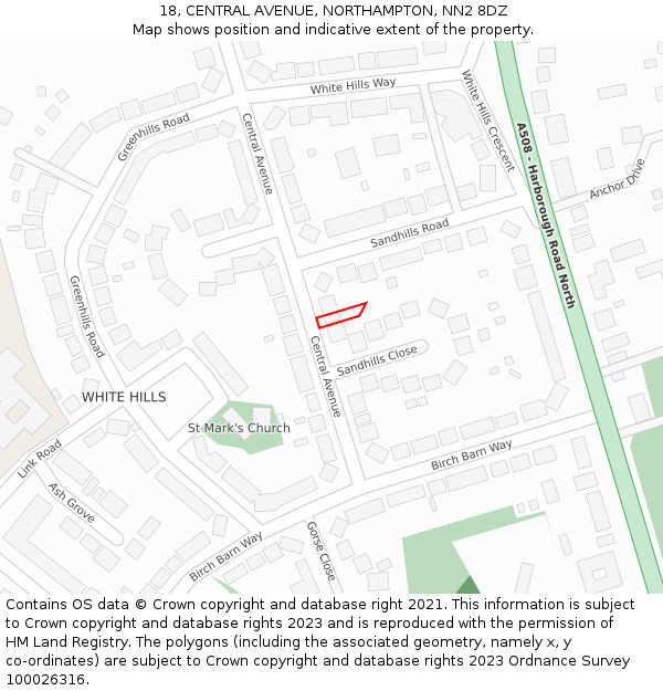 18, CENTRAL AVENUE, NORTHAMPTON, NN2 8DZ: Location map and indicative extent of plot