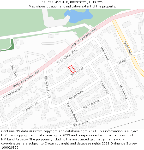 18, CERI AVENUE, PRESTATYN, LL19 7YN: Location map and indicative extent of plot