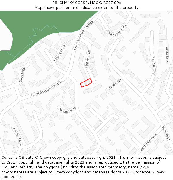 18, CHALKY COPSE, HOOK, RG27 9PX: Location map and indicative extent of plot