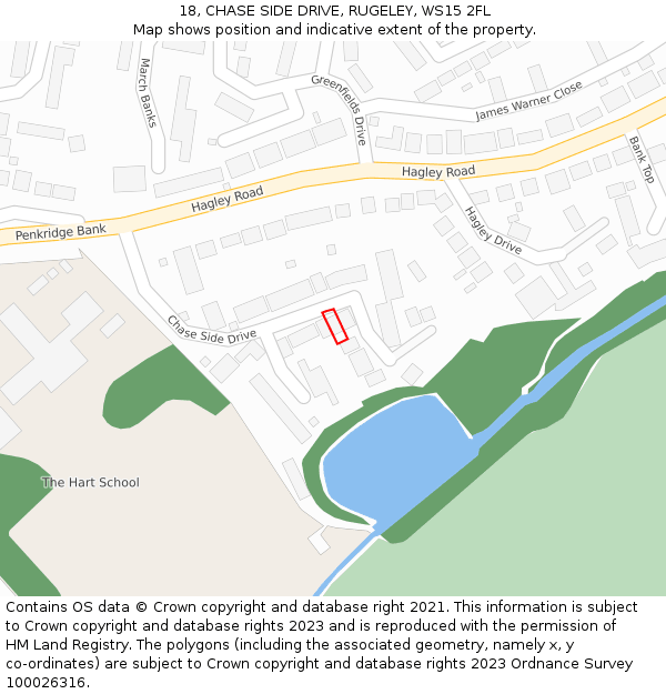 18, CHASE SIDE DRIVE, RUGELEY, WS15 2FL: Location map and indicative extent of plot